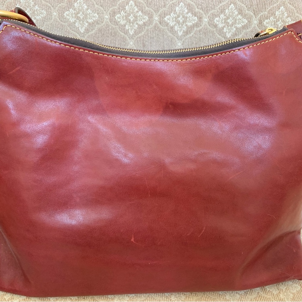 Dooney & Bourke Burgundy Florentine Leather Shoulder Bag - Picture 2 of 10